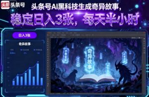 头条号AI黑科技生成奇异故事，稳定日入3张，每天半小时-网创项目