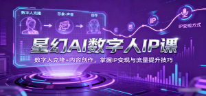 星幻AI数字人IP课，数字人克隆+内容创作，掌握IP变现与流量提升技巧-网创项目