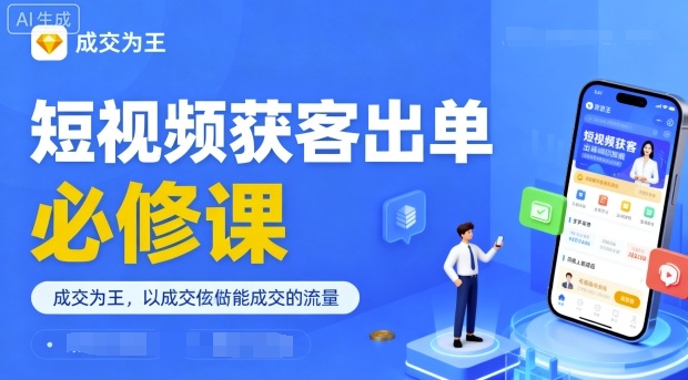 短视频获客出单必修课，成交为王，以成交为导向，直接做能成交的流量-网创项目