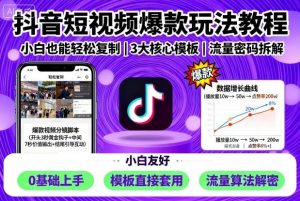 抖音短视频爆款玩法教程，小白也能轻松复制-网创项目