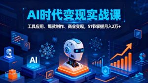 AI时代全场景实战课，工具应用、爆款制作、商业变现，51节掌握月入2万+-网创项目