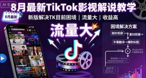 8月最新TikTok影视解说教学，新版解决TK目前困境，流量大，收益高-网创项目