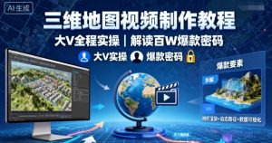三维地图视频制作教程,大V全程实操,解读百W爆款密码-网创项目