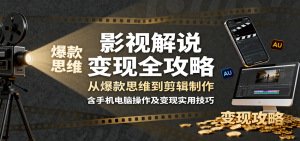 影视解说变现全攻略:从爆款思维到剪辑制作,含手机电脑操作及变现实用技巧-网创项目