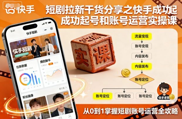 短剧拉新干货分享之快手成功起号和账号运营实操课-网创项目