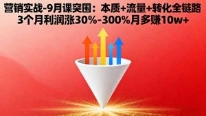 营销实战-9月突围课:本质+流量+转化全链路 3个月利润涨30%-300%月多赚10w+-网创项目