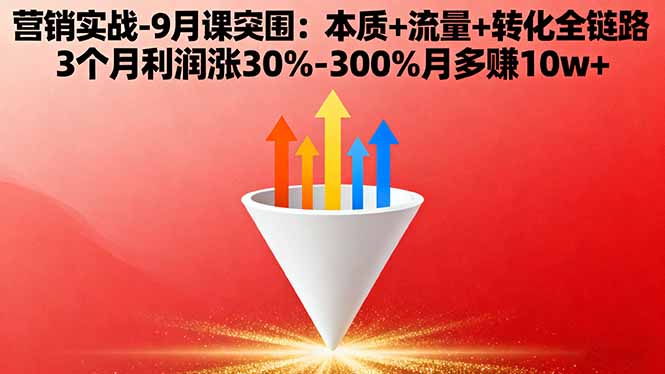营销实战-9月突围课:本质+流量+转化全链路 3个月利润涨30%-300%月多赚10w+-网创项目