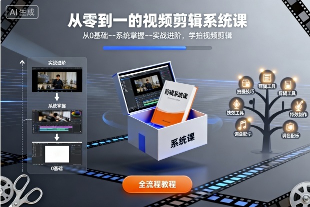从零到一的视频剪辑系统课，从0基础–系统掌握–实战进阶，学拍视频剪辑-网创项目