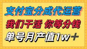 十月最强捡钱项目，支付宝分成代运营，我们干活，你等着分钱！单号月产…-网创项目