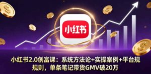 小红书2.0创富课:系统方法论+实操案例+平台规则,单条笔记带货GMV破20万-网创项目