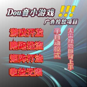 抖音小游戏广告推广项目,2025最新实测落地,单日收益300+-网创项目