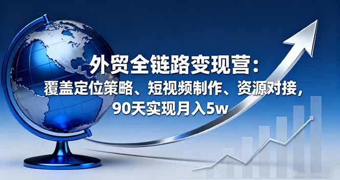 外贸全链路变现营：覆盖定位策略、短视频制作、资源对接，90天实现月入5w-网创项目