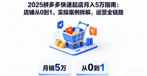 2025拼多多快速起店月入5万指南：店铺从0到1，实操案例拆解，运营全链路-网创项目