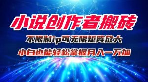 小说创作者搬砖玩法，不限制IP简单无脑 可矩阵无限放大小白也能实现轻…-网创项目