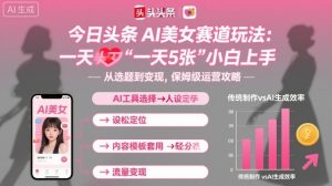 今日头条AI美女赛道玩法，一天轻松5张，小白轻松上手-网创项目