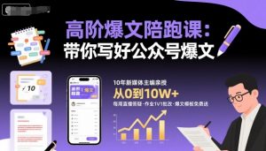 高阶爆文陪跑课，带你写好公众号爆文-网创项目