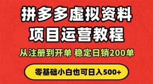 拼多多开店运营课程： 蓝海变现玩法，轻松实现睡后收入 零基础小白也可…-网创项目