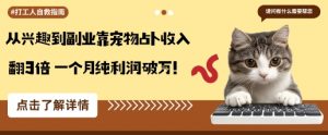 从兴趣到副业靠宠物占卜收入翻3倍一个月纯利润破W-网创项目