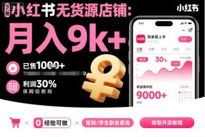 小红书无货源店铺项目,简单易上手,月入9k+,保姆级教程-网创项目