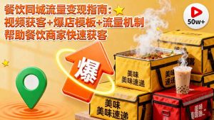 餐饮同城流量变现指南：视频获客+爆店模板+流量机制 帮助餐饮商家快速获客-网创项目