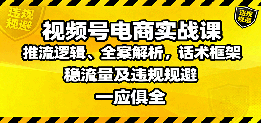 视频号电商实战课：推流逻辑、全案解析，话术框架，稳流量及违规规避等-网创项目