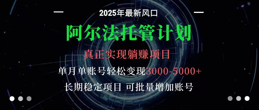 阿尔法托管计划 单账号月入3000-5000，长期稳定项目，新手小白轻松上手-网创项目