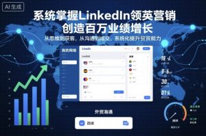 系统掌握LinkedIn领英营销，创造百万业绩增长，从思维到获客，从沟通到成交，系统化提升外贸能力-网创项目