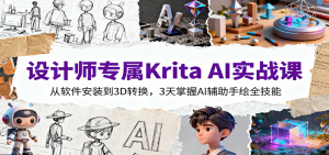 设计师专属Krita AI实战课：从软件安装到3D转换，3天掌握AI辅助手绘全技能-网创项目