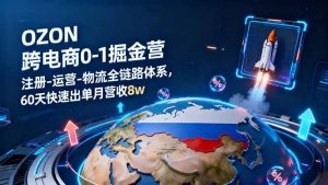 OZON跨境电商0-1掘金营：注册-运营-物流全链路体系，60天快速出单月营收8w-网创项目