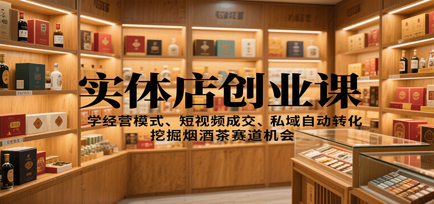 实体店创业课：学经营模式、短视频成交、私域自动转化，挖掘烟酒茶赛道机会-网创项目