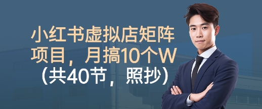 小红书虚拟店矩阵项目，照抄照做，月搞1W+(共40节)-网创项目