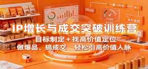 IP增长与成交突破训练营:目标制定+找高价值定位,做爆品、搞成交,轻松引高价值人脉-网创项目