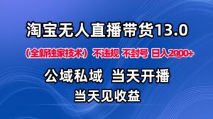 淘宝无人直播13.0,公域私域技术,不封号,不违规布局下半年旺季赛道,日入1K+(独家技术)【揭秘】-网创项目