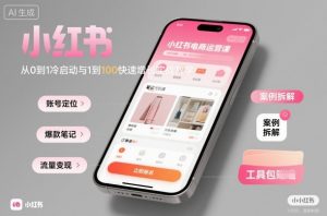 小红书电商运营课:从0到1冷启动与1到100快速增长实战教学-网创项目