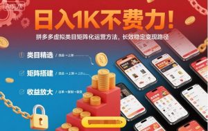 日入1K不费力!拼多多虚拟类目矩阵化运营方法,长效稳定变现路径-网创项目