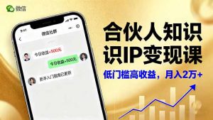 合伙人知识IP变现课,微信生态,内容创作与爆款打造,全网引流,新手月入2w+-网创项目