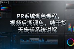 PR系统调色课程，视频后期调色，纯干货无废话系统讲解-网创项目