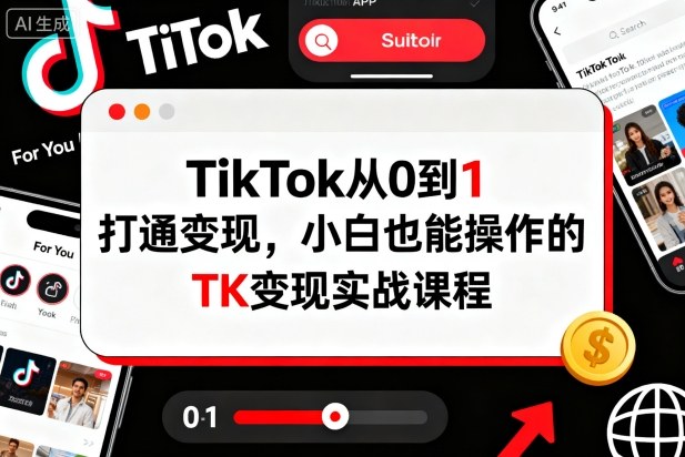 TikTok从0到1打通变现，小白也能操作的TK变现实战课程-网创项目