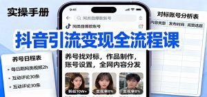 抖音引流变现全流程课：养号找对标，作品制作，账号设置，全网内容分发-网创项目