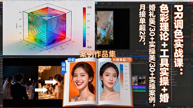 PR调色实战课：色彩理论+工具实操+婚礼医美/30+实操案例，月接单超2万-网创项目