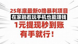 25年底最新0撸暴利项目，在家躺着玩手机也能赚钱，1元提现秒到账，有手…-网创项目