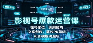 影视号爆款运营课：账号定位，选剧技巧，文案创作，剪映PR剪辑和影视解说避坑-网创项目