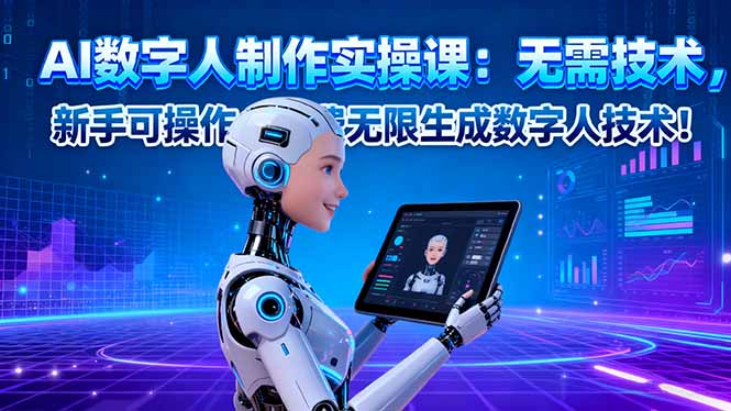 AI数字人制作实操课：无需技术，新手可操作，免费无限生成数字人技术！-网创项目