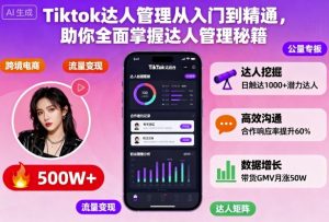Tiktok达人管理从入门到精通,助你全面掌握达人管理秘籍-网创项目