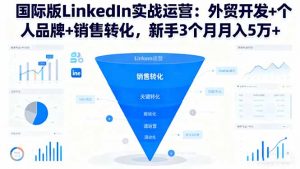 国际版LinkedIn实战运营:外贸开发+个人品牌+销售转化,新手3个月月入5万+-网创项目