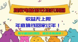 独家电脑游戏挂G项目，常年稳定，收益无上限，年底搞钱回家过年【揭秘】-网创项目