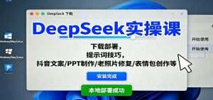 DeepSeek实操课:下载部署,提示词技巧,抖音文案/PPT制作/老照片修复/表情包创作等-网创项目