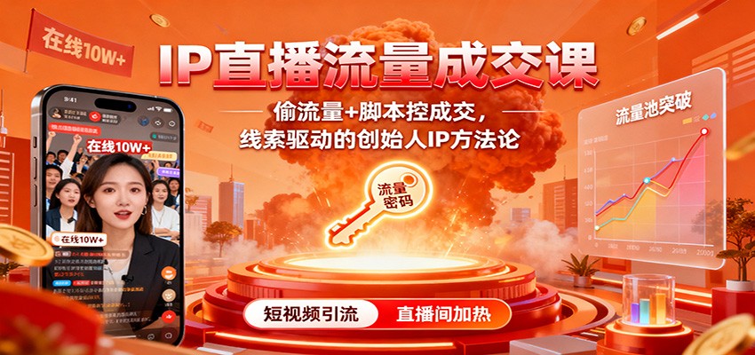 IP直播流量成交课：偷流量+脚本控成交，线索驱动的创始人IP方法论-网创项目