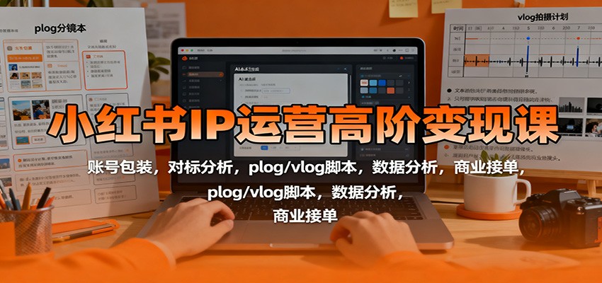 小红书IP运营高阶变现课：账号包装，对标分析，plog/vlog脚本，数据分析，商业接单-网创项目