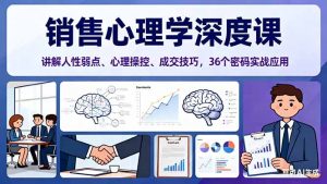 销售心理学深度课，讲解人性弱点、心理操控、成交技巧，36个密码实战应用-网创项目